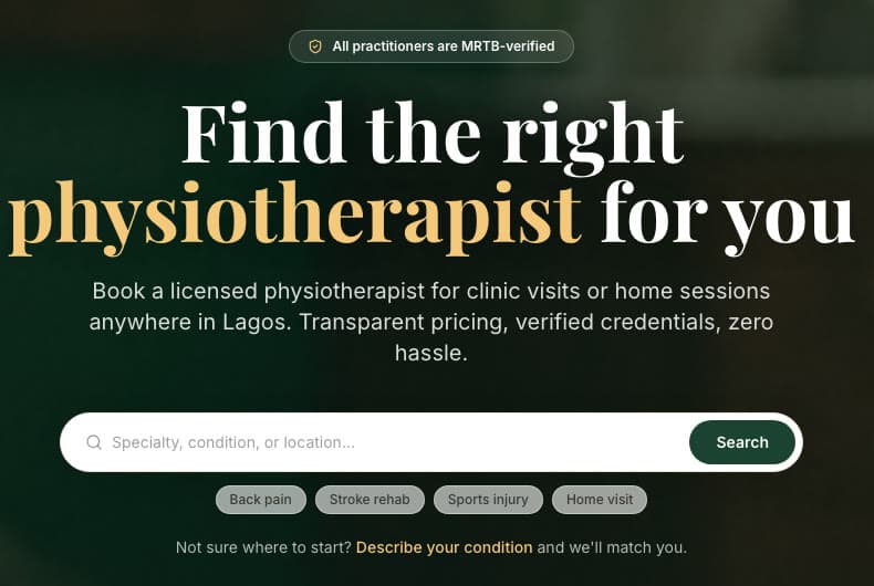 Nafara search — specialty, condition, or location with quick chips
